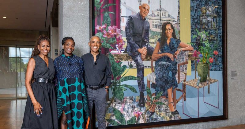 'Why didn't you dye my hair?': Obama jokes about grey hair in official joint portrait