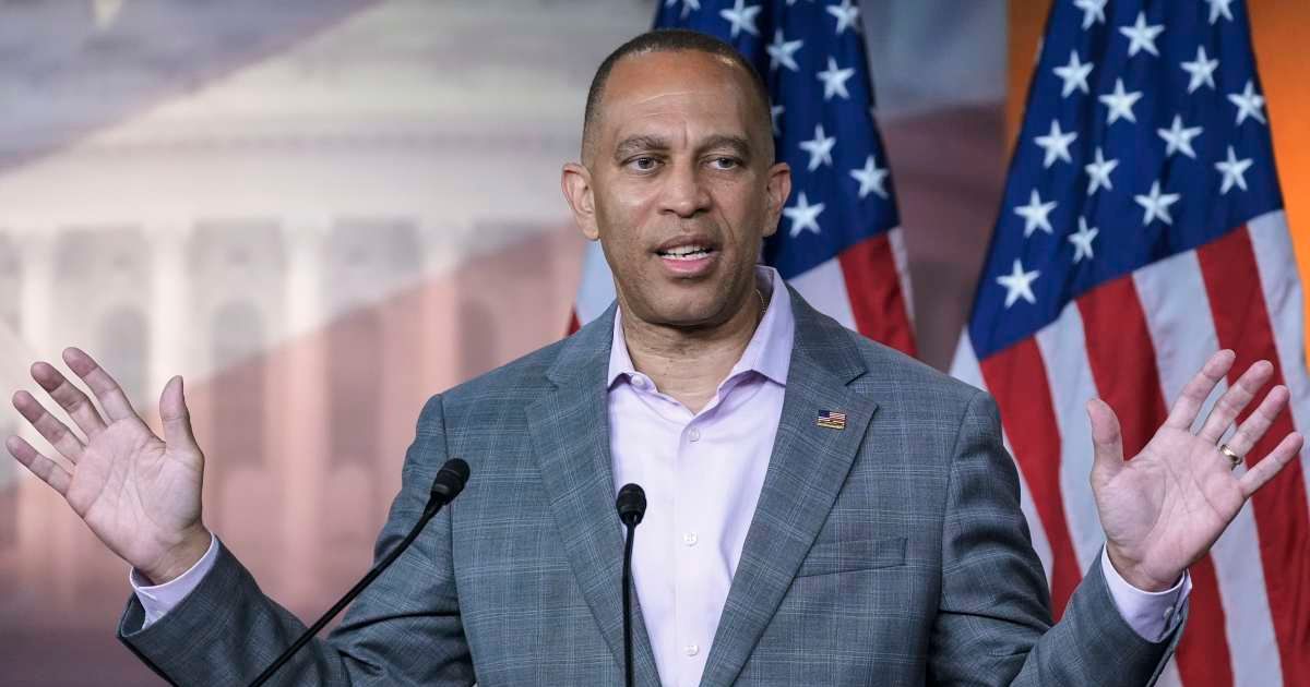 House Minority Leader Hakeem Jeffries, D-NY, speaks during a news conference on Capitol Hill, Thursday, June 11, 2026, in Washington (AP Photo/Mariam Zuhaib)
