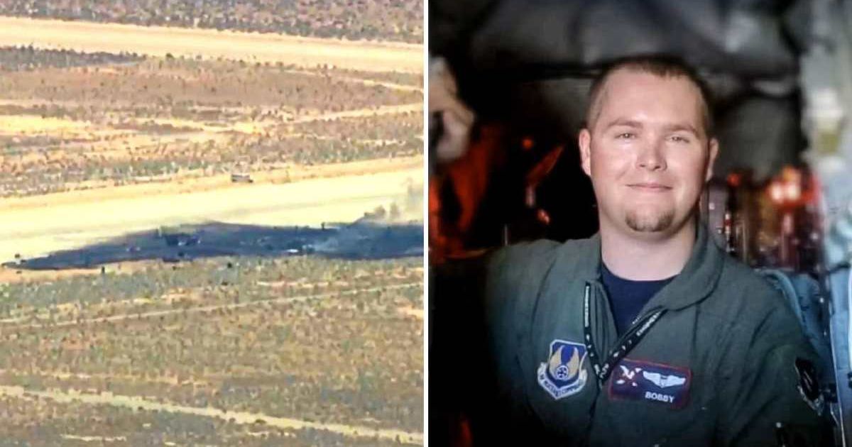Jeromy Smith, one of eight people killed in the crash of an Air Force B-52 Stratofortress bomber in California on June 15, had recently welcomed a child, according to his wife, Lauren Smith (KABC via AP, LinkedIn/Jeromy Smith)