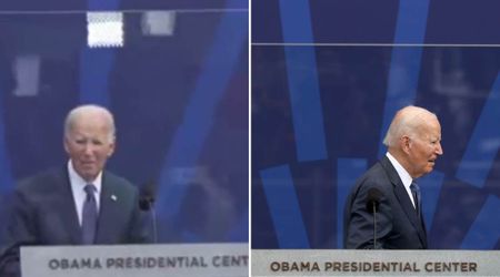 Biden sparks concern after appearing lost while calling out for granddaughter at Obama center opening
