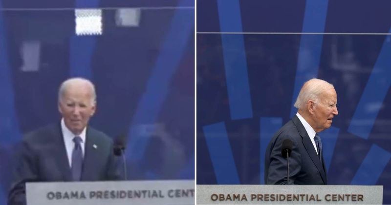 Biden sparks concern after appearing lost while calling out for granddaughter at Obama center opening
