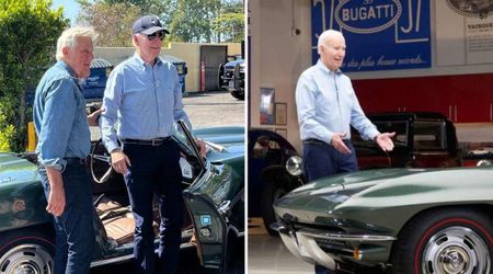 Joe Biden boasts offshore drilling ban while cruising in vintage gas-guzzling Corvette with Jay Leno