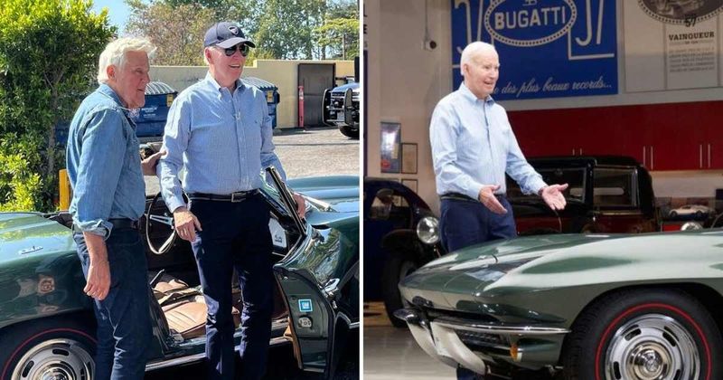 Joe Biden boasts offshore drilling ban while cruising in vintage gas-guzzling Corvette with Jay Leno