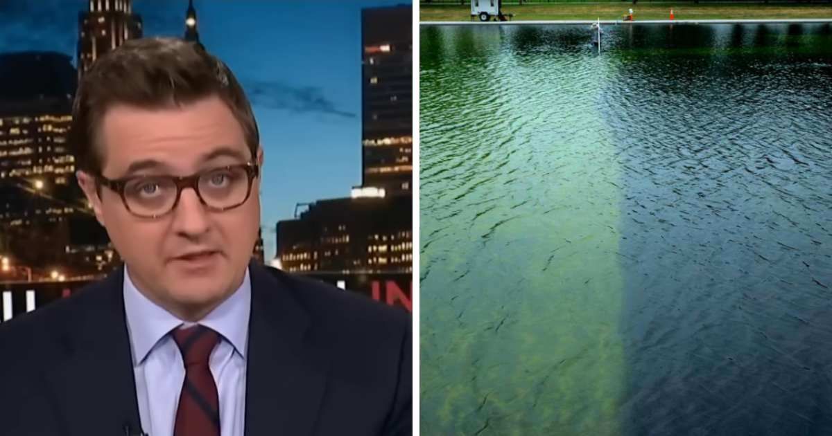 Chris Hayes said the highly visible landmark now undercuts President Donald Trump's own messaging about improving the nation's capital (YouTube/@msnow, Getty Images)
