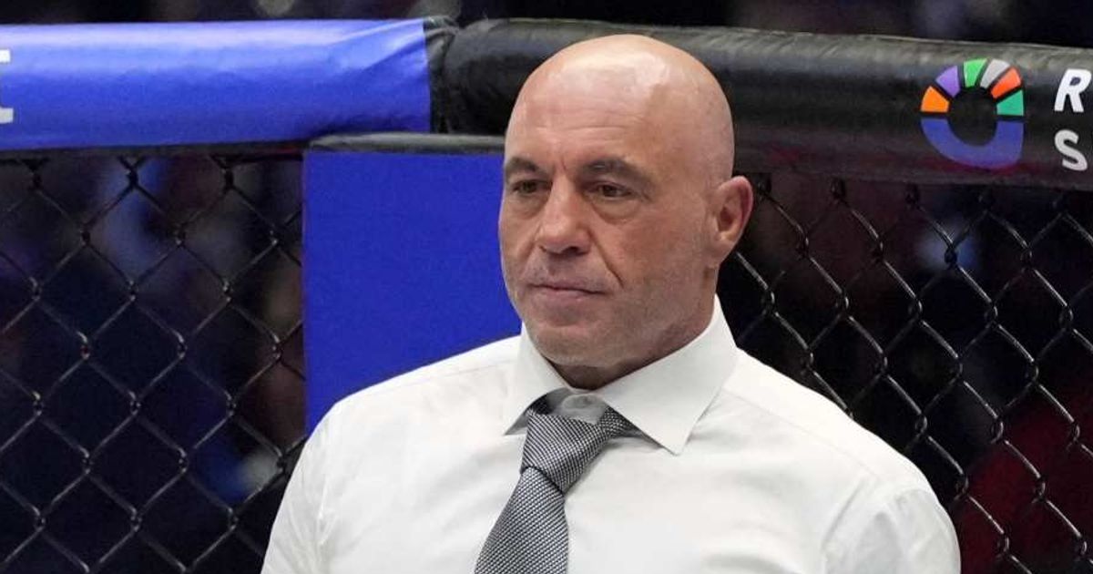 UFC commentator Joe Rogan stands in the arena during UFC Freedom 250 on the South Lawn of the White House, Sunday, June 14, 2026, in Washington (AP Photo/Mark Schiefelbein)