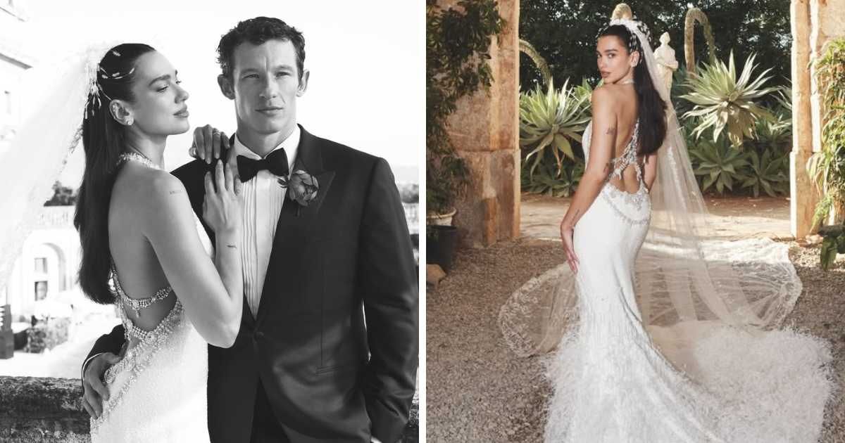 Dua Lipa debuted official wedding photos, offering a closer look at her custom Chanel bridal ensemble (@dualipa/Instagram)