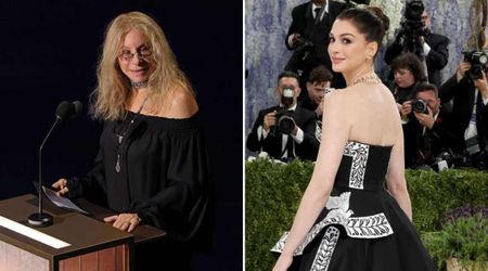 Barbra Streisand cradles Anne Hathaway’s baby bump as she congratulates her on third pregnancy
