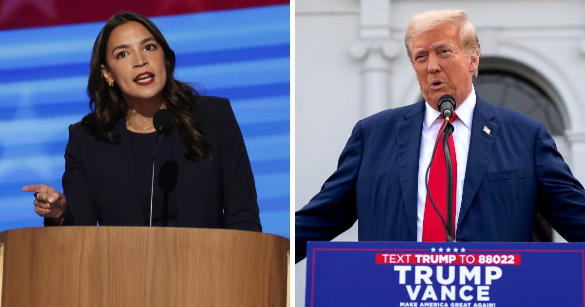 Donald Trump mocked Alexandria Ocasio-Cortez while interacting with the press during an executive order signing on Monday, June 22 (Alex Wong/Getty Images and Getty Images)