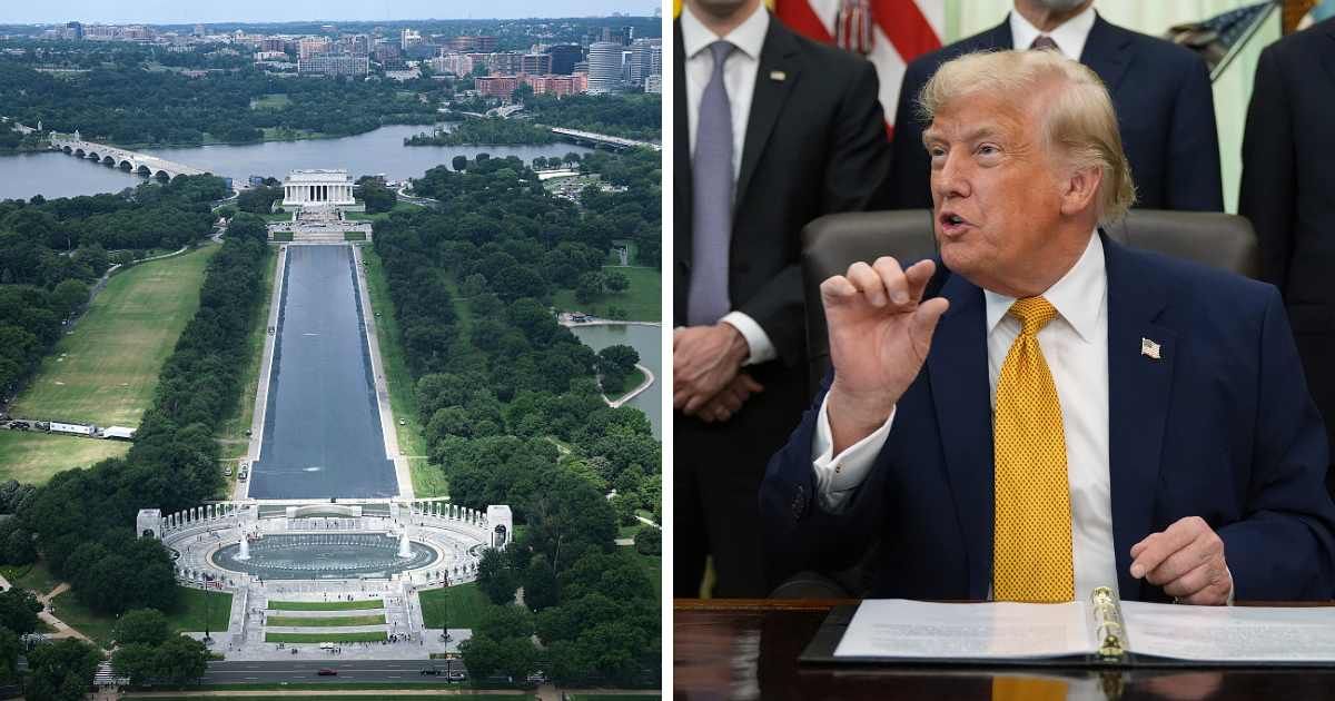 President Donald Trump sparred with a reporter on Monday, June 22, as he defended the soaring cost of the Reflecting Pool renovation project (AP Photos)