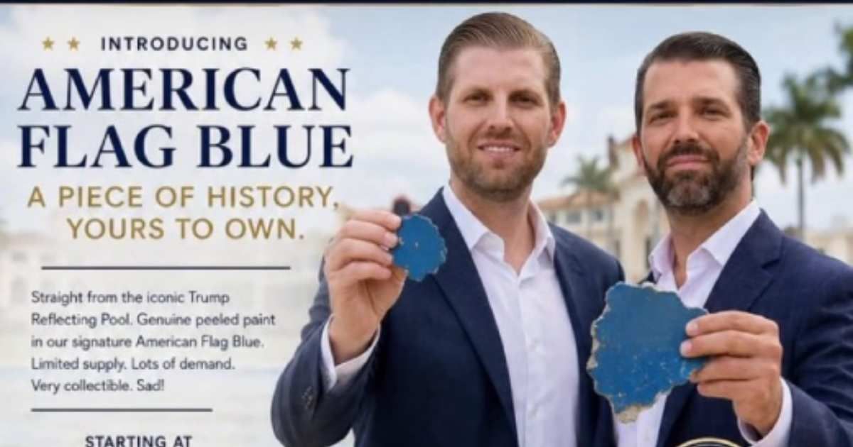 Eric Trump and Donald Trump Jr are selling pieces of peeled paint from the Reflecting Pool (@theorangecrumble/Instagram)