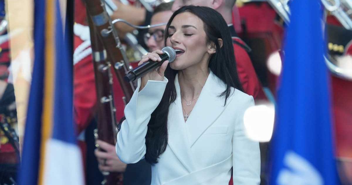 Alexis Wilkins performed the national anthem at the opening of the Great American State Fair before the program continued at the National Mall in Washington (AP Photo/Alex Brandon)