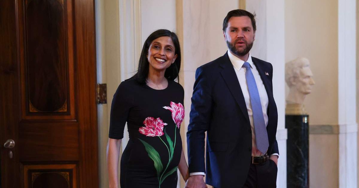 Second lady Usha Vance has explained why she has not followed her husband, Vice President JD Vance, in converting to Catholicism, saying her Hindu upbringing provided the stability that he spent years searching for (Getty Images)