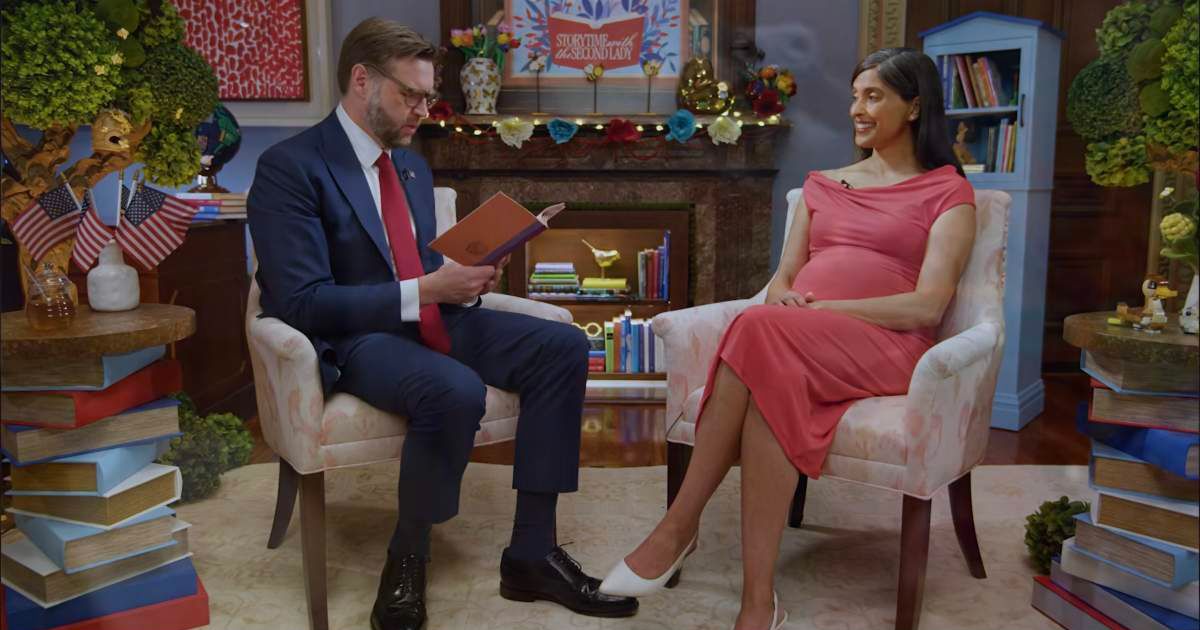 Usha Vance criticized a New York Times article that linked her maternity dress and pregnancy imagery to broader Trump administration politics (Screengrab/ Storytime with the Second Lady)