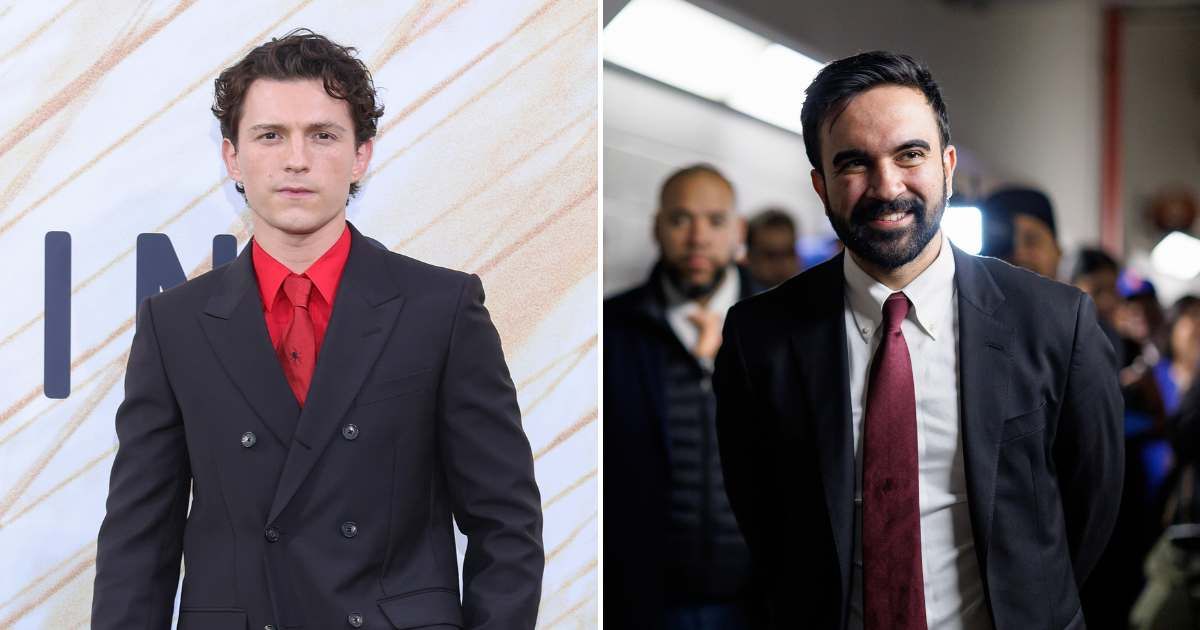A viral social media post claimed Tom Holland said Zohran Mamdani would make a cameo in the new 'Spider-Man' movie (Getty Images)