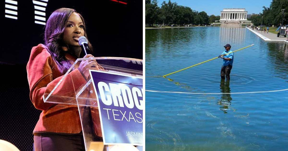 A viral claim alleges that Jasmine Crockett was asked to report to the Austin FBI Field Office for questioning about her alleged involvement in the supposed Antifa-led vandalism of the Lincoln Memorial Reflecting Pool (AP Photo, Getty Images)