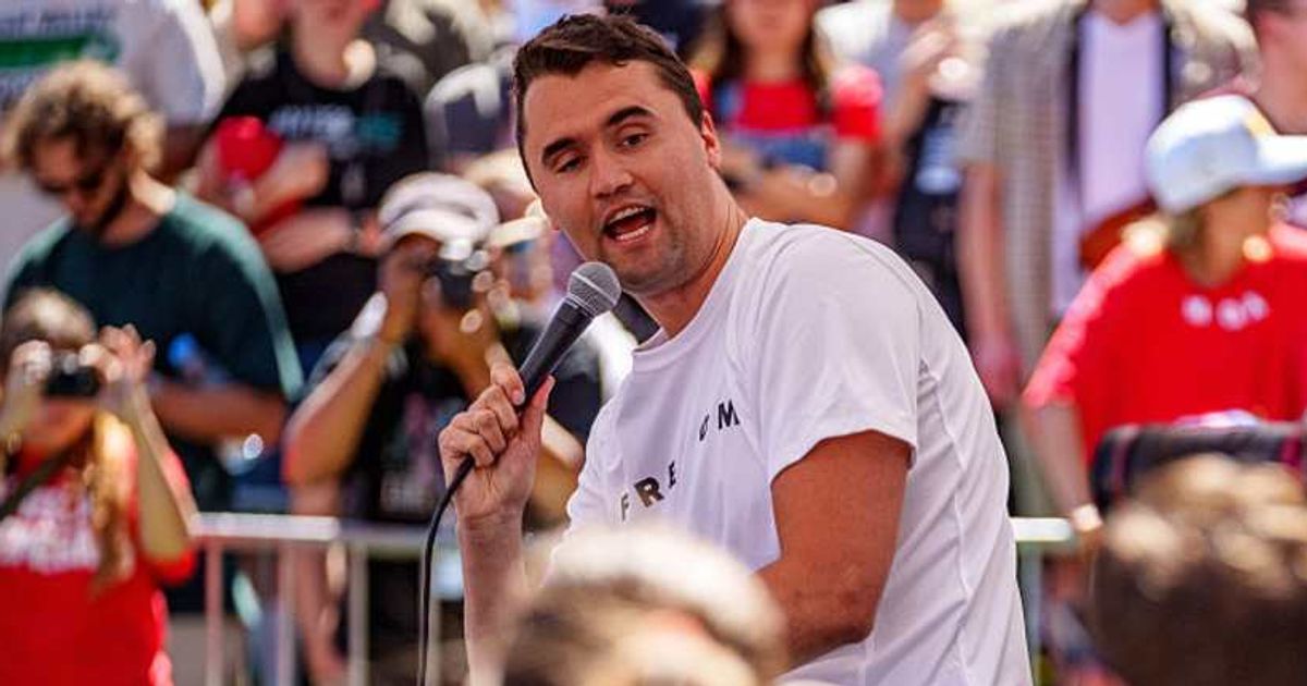 Charlie Kirk speaks at Utah Valley University on September 10, 2025, in Orem, Utah (Trent Nelson/The Salt Lake Tribune/Getty Images)