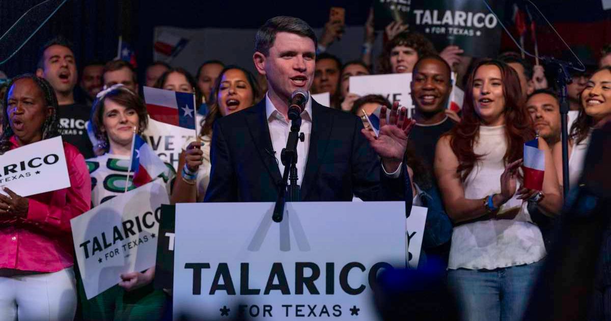 Texas Senate candidate James Talarico (D-TX) addresses supporters on election night on March 3, 2026, in Austin, Texas (John Moore/Getty Images)