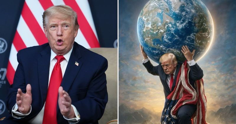 Trump plays 'god' again in AI image, lifting planet Earth days after Jesus uproar
