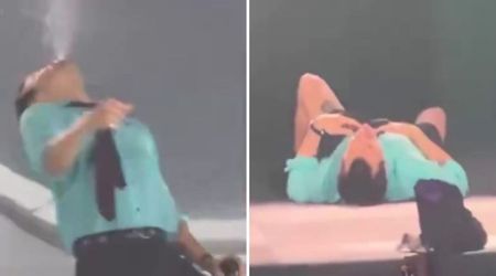 Harry Styles chokes on water before briefly collapsing onstage as London concert video goes viral