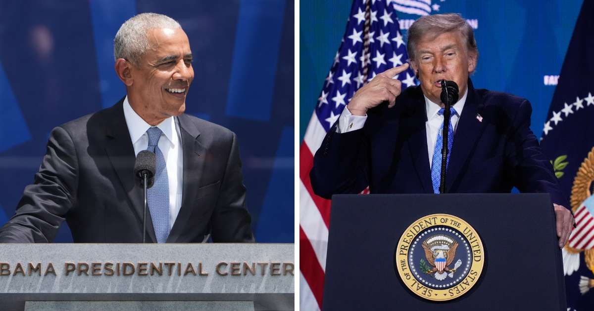 Donald Trump was on another social media posting spree on Saturday, June 27, when he shared a striking side-by-side image of himself and Barack Obama in their younger days (AP Photos)