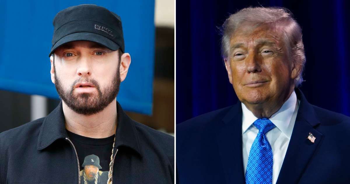 A viral social media post claimed Eminem called for Donald Trump's imprisonment over the Epstein files (Getty Images, AP Photo)