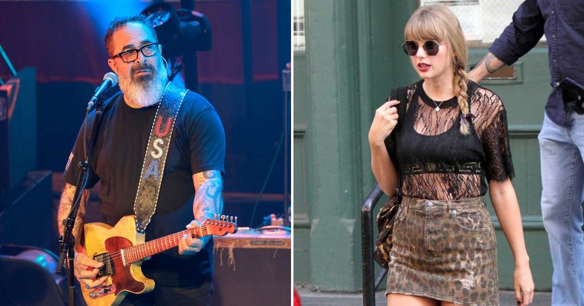 Aaron Lewis reacted to a video showing a fan checking the packaging material of Taylor Swift's ‘I Knew It, I Knew You’ CD collection and finding the cover of Lewis’ unreleased record ‘Give Me Back My Country’ (Getty Images)