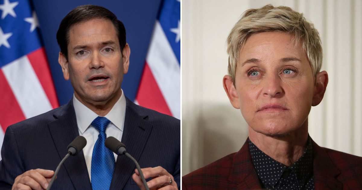Viral posts claimed Secretary of State Marco Rubio denied former television host Ellen DeGeneres' bid to restore her US citizenship, citing no valid reason to return (Janos Kummer/Getty Images, Chip Somodevilla/Getty Images)
