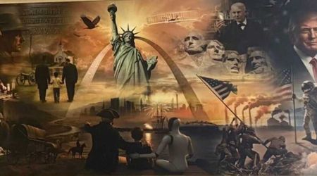 Trump posts unusual artwork showing himself alongside George Washington and a robot