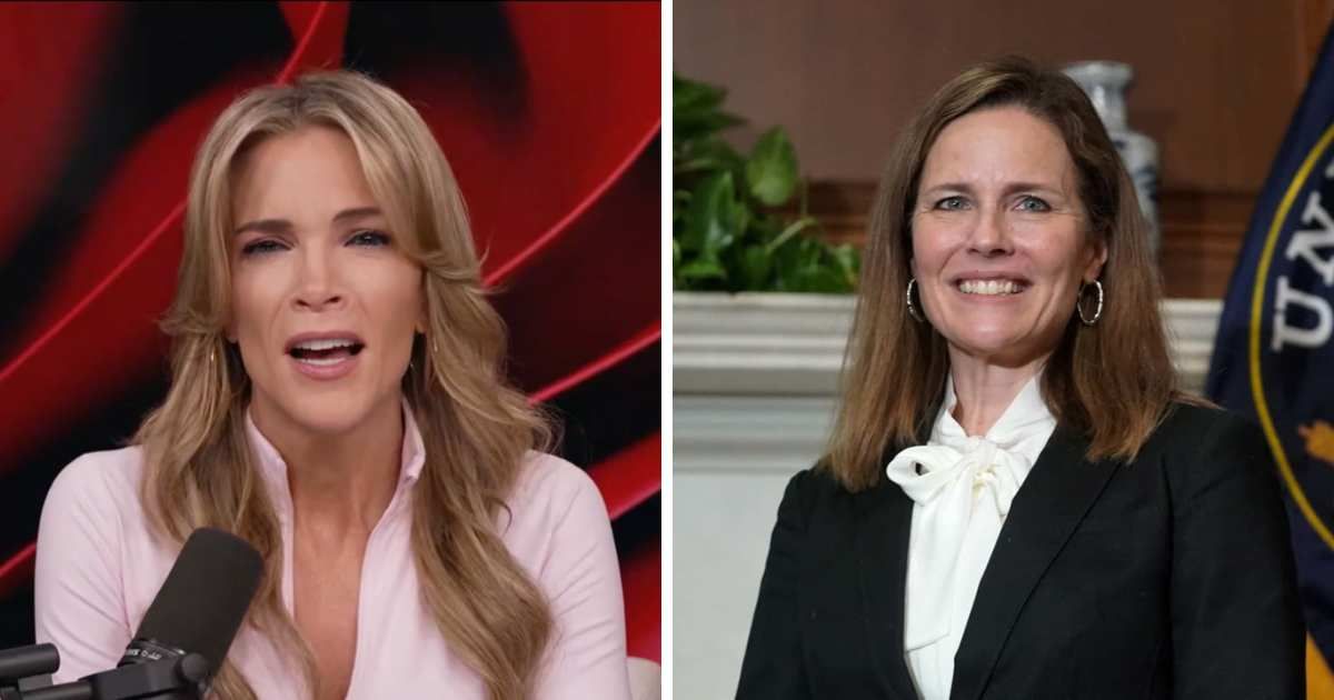Megyn Kelly criticized Amy Coney Barrett for writing the Supreme Court's majority opinion in the mail-in ballot case (Screengrab/@MegynKellyShow/X, Getty Images)