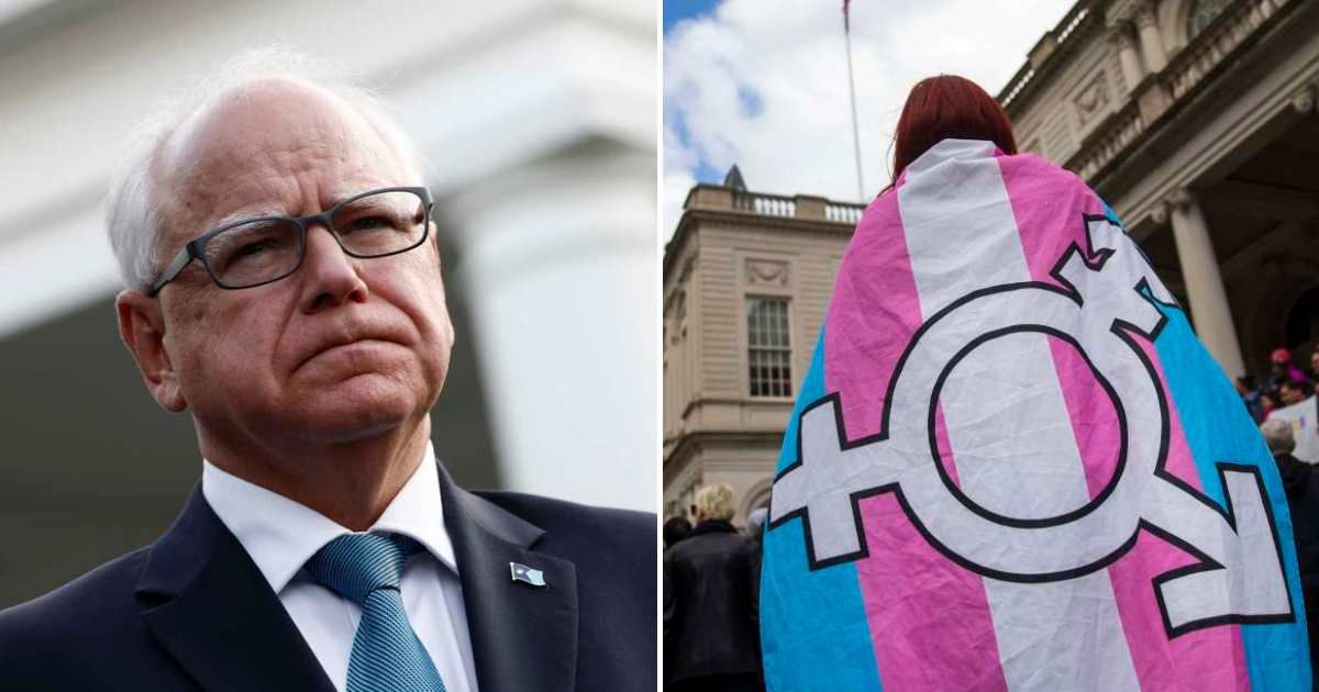 Social media users questioned why Tim Walz continued to prioritize transgender participation over what they described as fairness for girls' athletics (Getty Images)