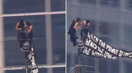 'Power of love' takes over Empire State Building as daredevil couple gets engaged in viral video