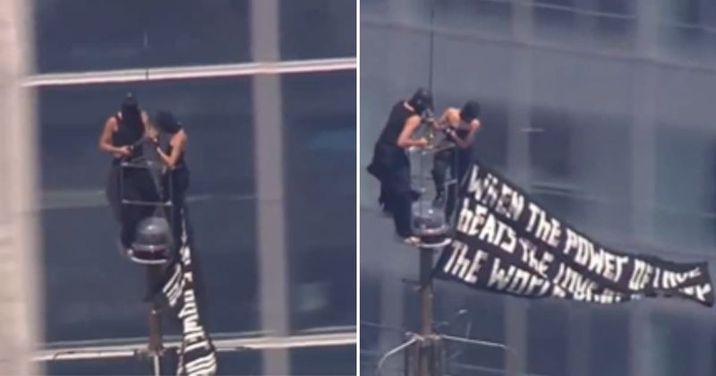 'Power of love' takes over Empire State Building as daredevil couple gets engaged in viral video
