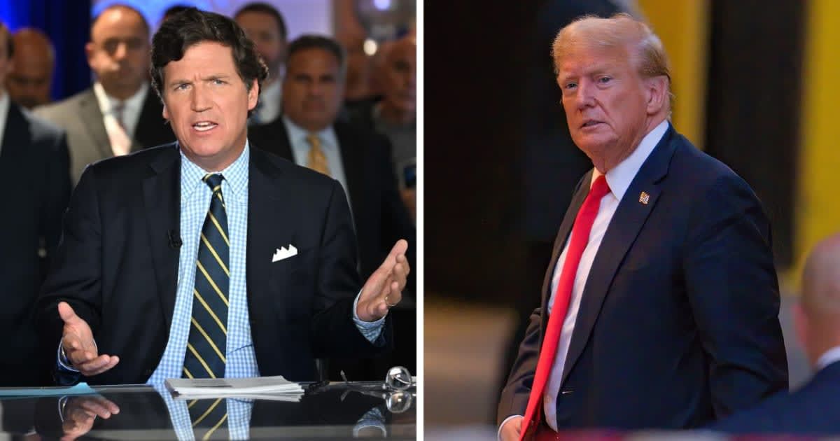Tucker Carlson made the comments in an interview with the Columbia Journalism Review, saying he has not spoken with Trump 'since the regime-change war began' (Getty Images)