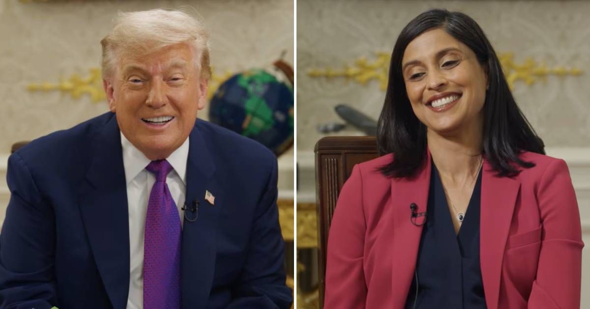 President Donald Trump joked on Second Lady Usha Vance's children's podcast that he rarely read for fun because he mostly read stories about himself (Screengrabs/Storytime with the Second Lady/YouTube)