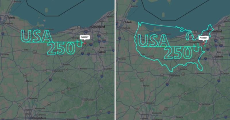 Pilot spends 6 hours tracing giant 'USA 250th' across skies, turns flight path into patriotic scene