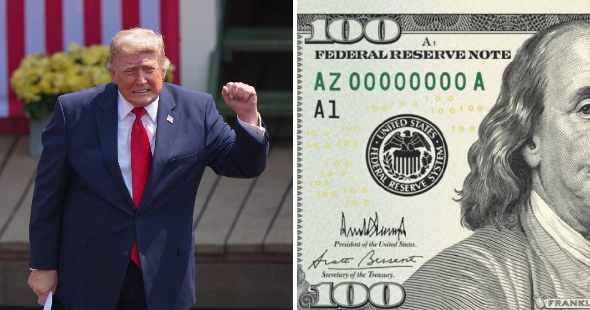 Donald Trump took to his Truth Social on Friday, July 03 to share the image showing his handwritten signature added to a 100 dollar note (AP Photos and Donald Trump/Truth Social)