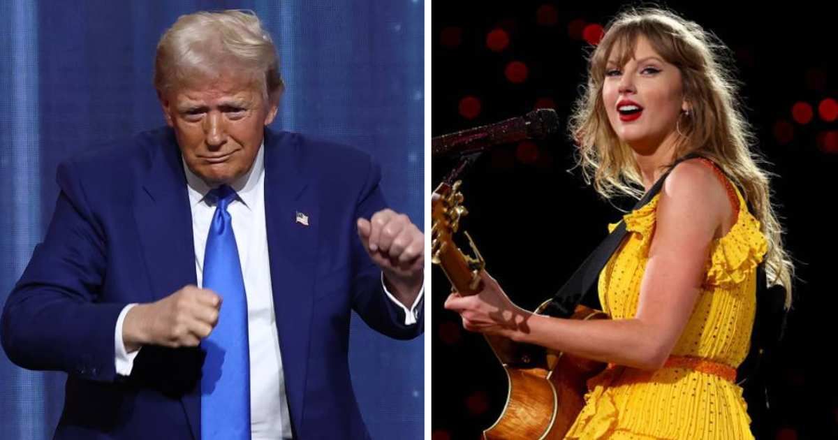 President Donald Trump’s White House joined the online conversation surrounding Taylor Swift and Travis Kelce’s wedding on Friday, July 3, after sharing an edited image referencing the high-profile ceremony on social media (Getty Images)