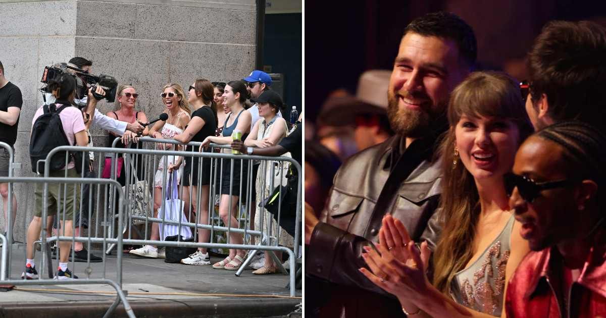 Taylor Swift and Travis Kelce's fans gather outside Madison Square Garden as they get married on July 3 (Getty Images)