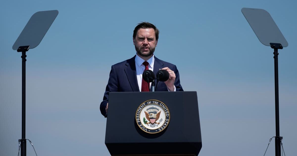 Vice President JD Vance speaks on the flight deck of the USS Kearsarge (LHD-3) in the New York harbor during The International Naval Review honoring America's 250th Anniversary, Saturday, July 4, 2026, in New York (AP Photo/Frank Franklin II)