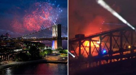 Video shows Brooklyn Bridge engulfed in flames during Macy's Fourth of July fireworks