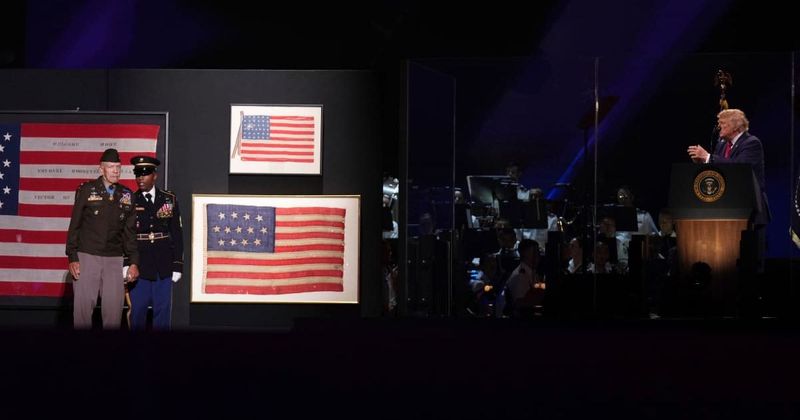 Trump unveils two of the nation's oldest flags at America 250: 'These are the real deal'