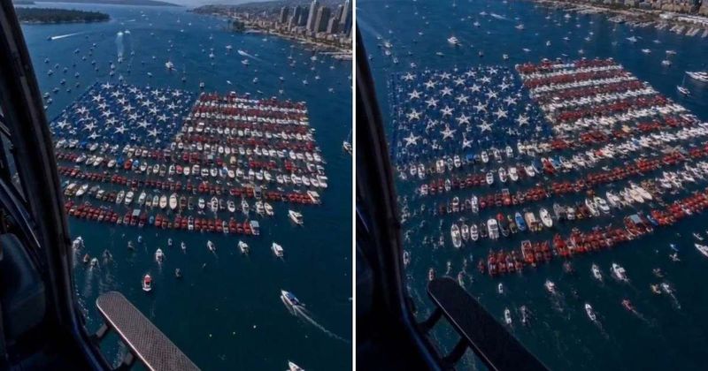 Fact Check: Is the video of hundreds of boats forming a massive American flag real?