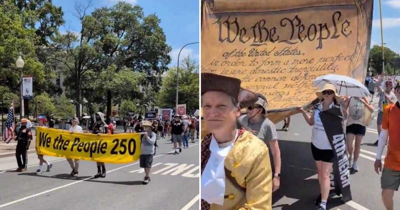 Anti-Trump protesters flood DC on July 4 as '86-47' signs and impeachment chants go viral