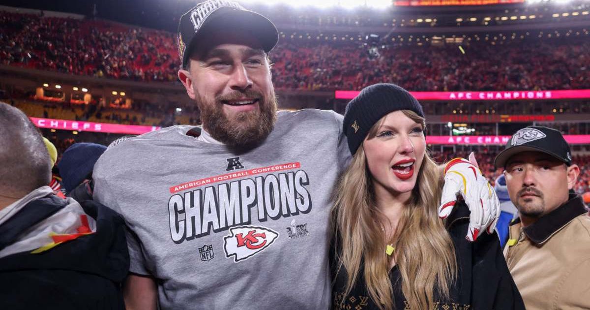 Social media was flooded with AI-generated images falsely claiming to show Taylor Swift and Travis Kelce's wedding (Jamie Squire/Getty Images)