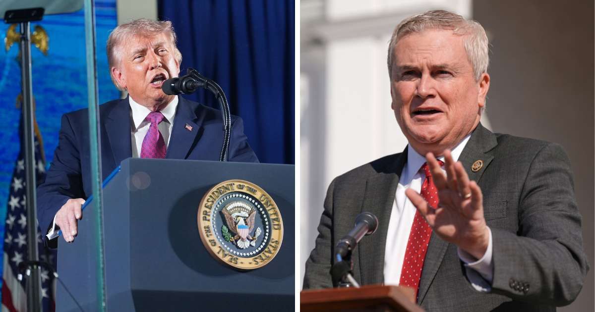 James Comer mounted a vigorous defense of Donald Trump against Democrats’ accusations that the President used the nation’s anniversary celebration for political and financial gain (AP Photos and  Getty Images)