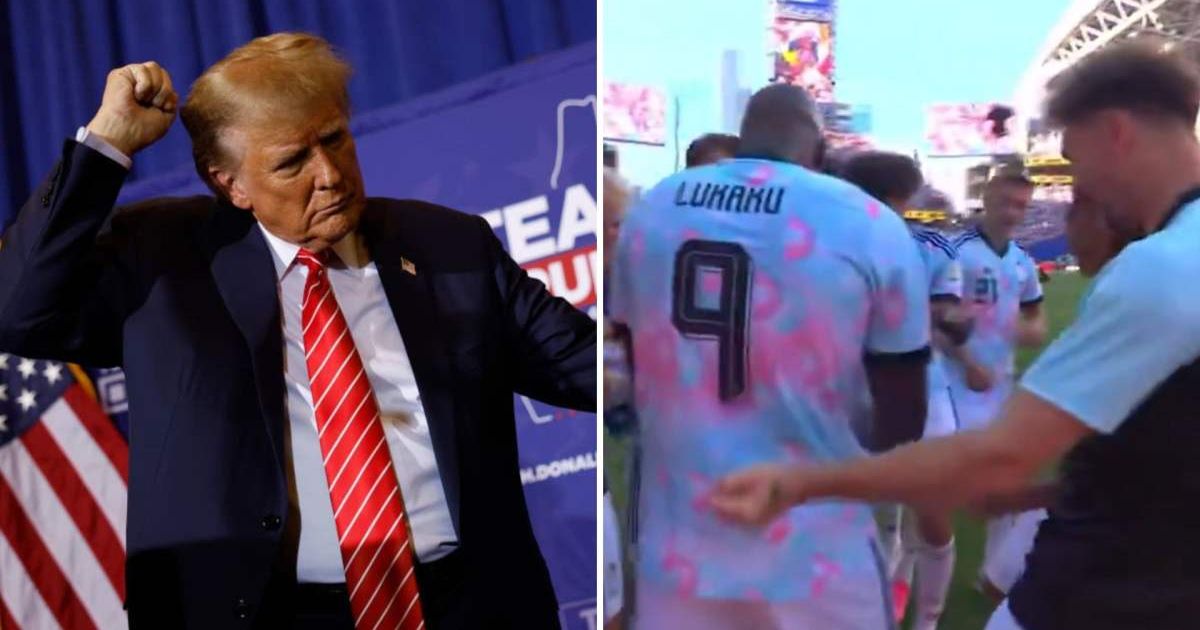 Belgium players celebrated their fourth goal with a Donald Trump-inspired dance after defeating the US 4-1 in the World Cup (Getty Images, Screengrab/@EdKrassen/X)