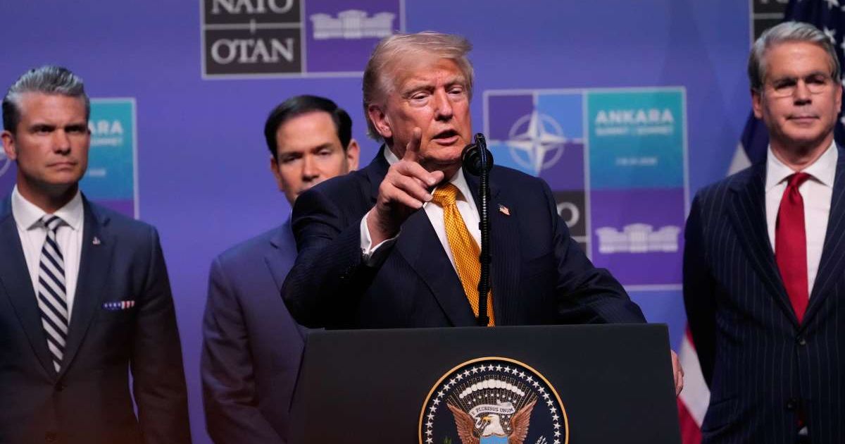 President Donald Trump speaks during a media conference at the NATO summit in Ankara, Turkey, Wednesday, July 8, 2026 (AP Photo/Hussein Malla)