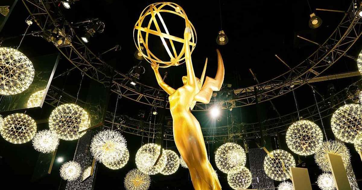 A view of the Emmy statue is seen during the 77th Primetime Emmys Press Preview at Peacock Theater on September 11, 2025, in Los Angeles, California (Frazer Harrison/Getty Images)