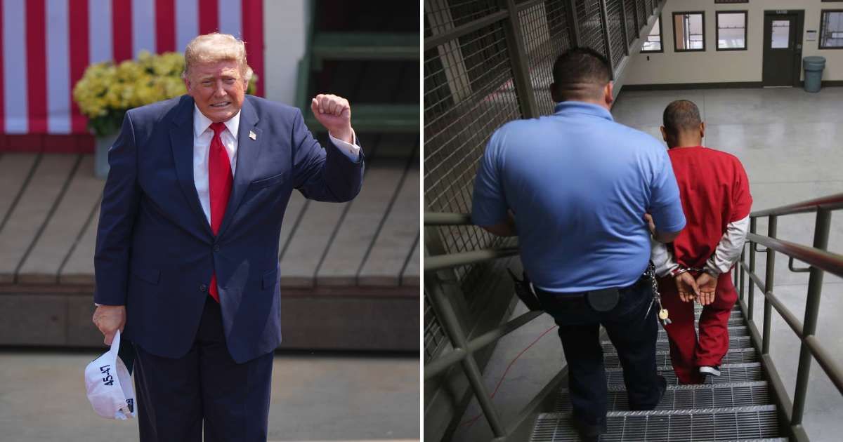 A viral rumor claimed Donald Trump called for detaining communists and Democrats in ICE facilities, sparking widespread concern online (AP Photo, Getty Images)