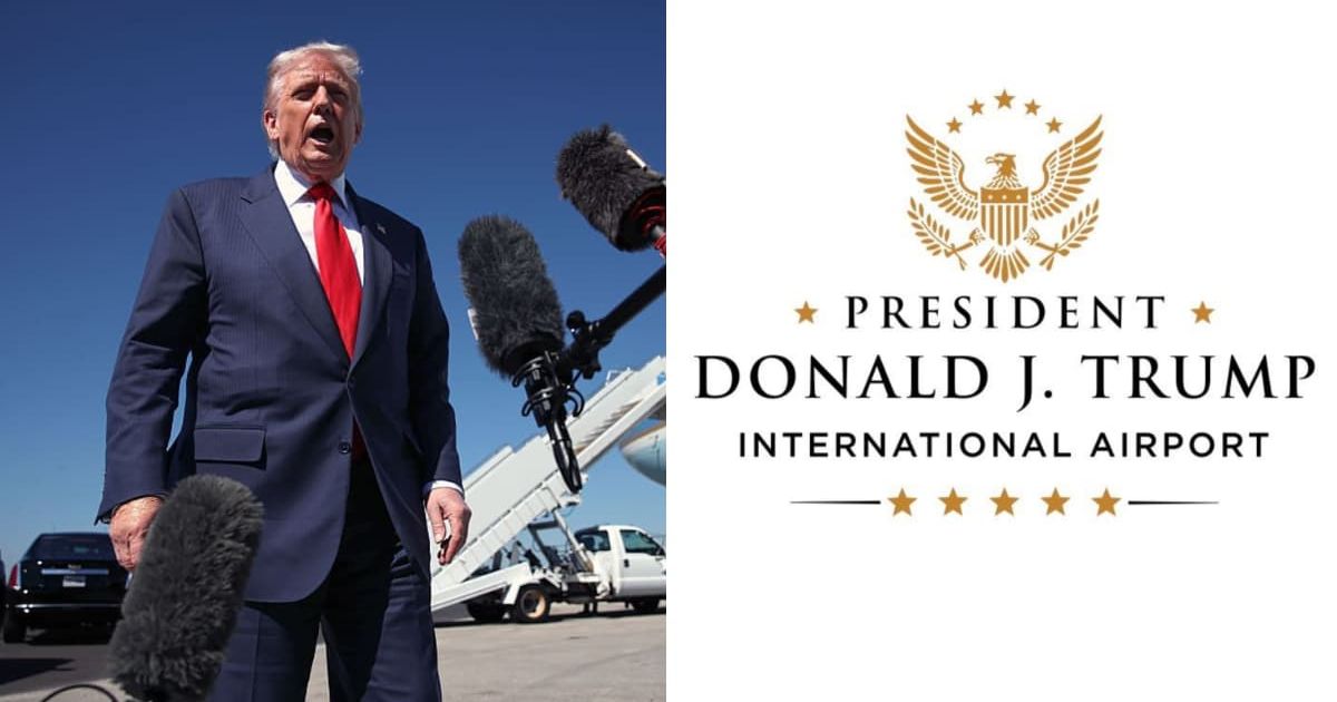 President Donald Trump is reportedly set to have Palm Beach International Airport renamed after him, with the rebrand expected to begin on July 9 (Samuel Corum/Getty Images, Eric Trump/X)